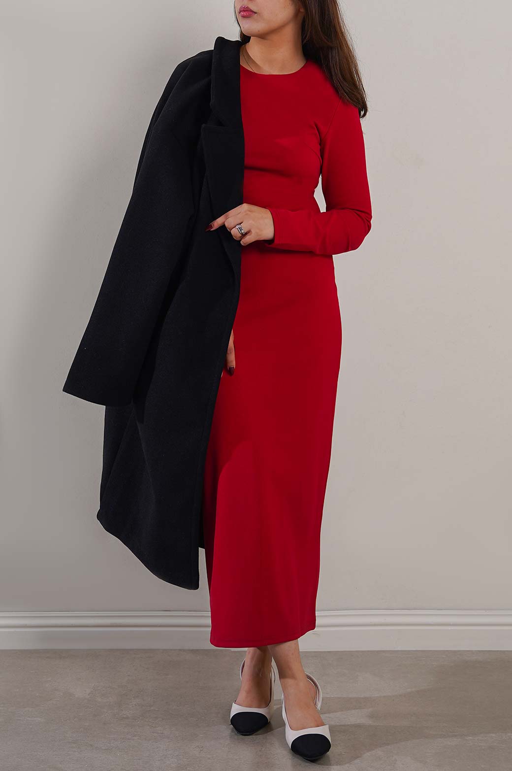 RED TAILORED DRESS