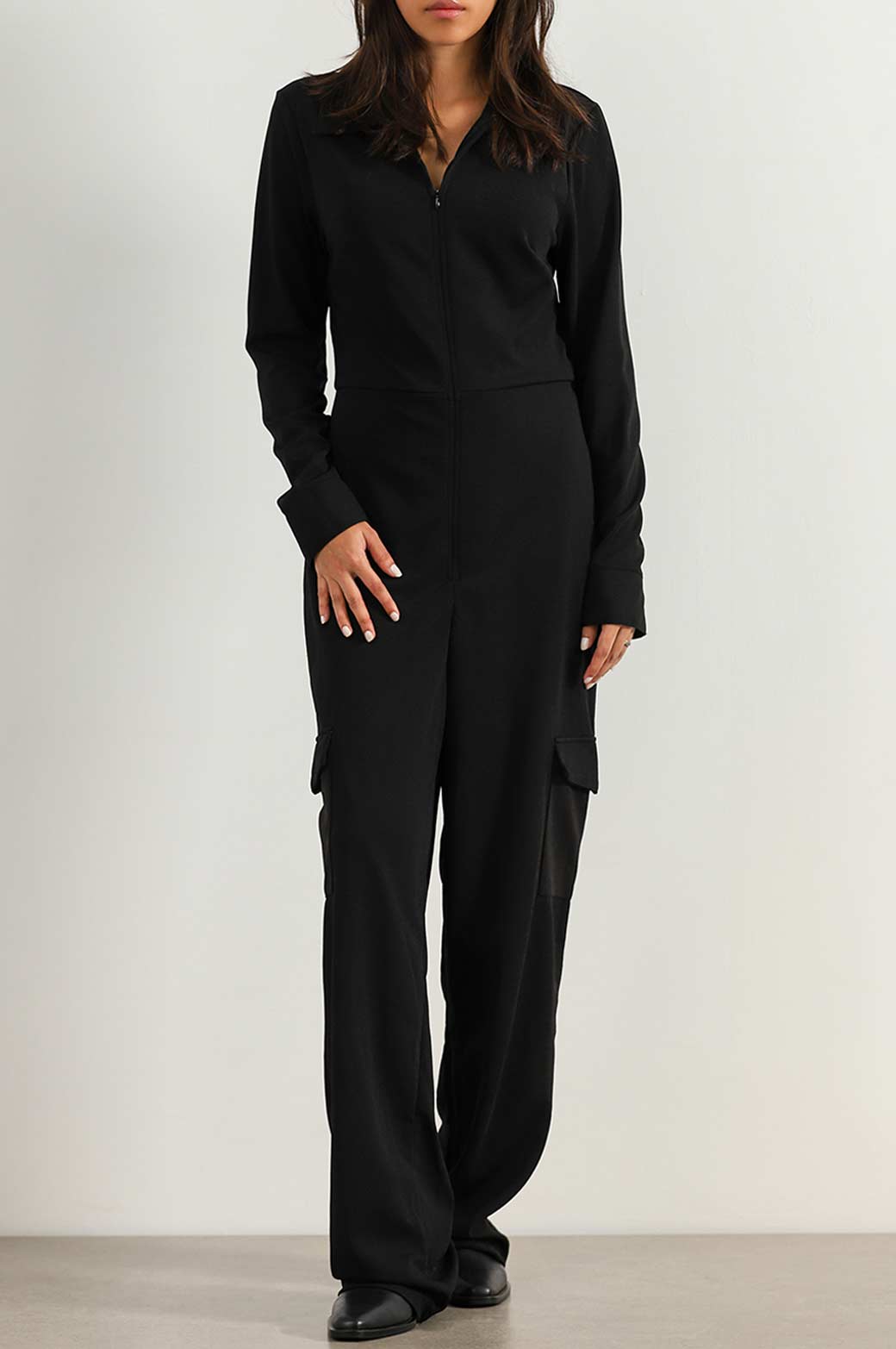 BLACK AVIATOR JUMPSUIT