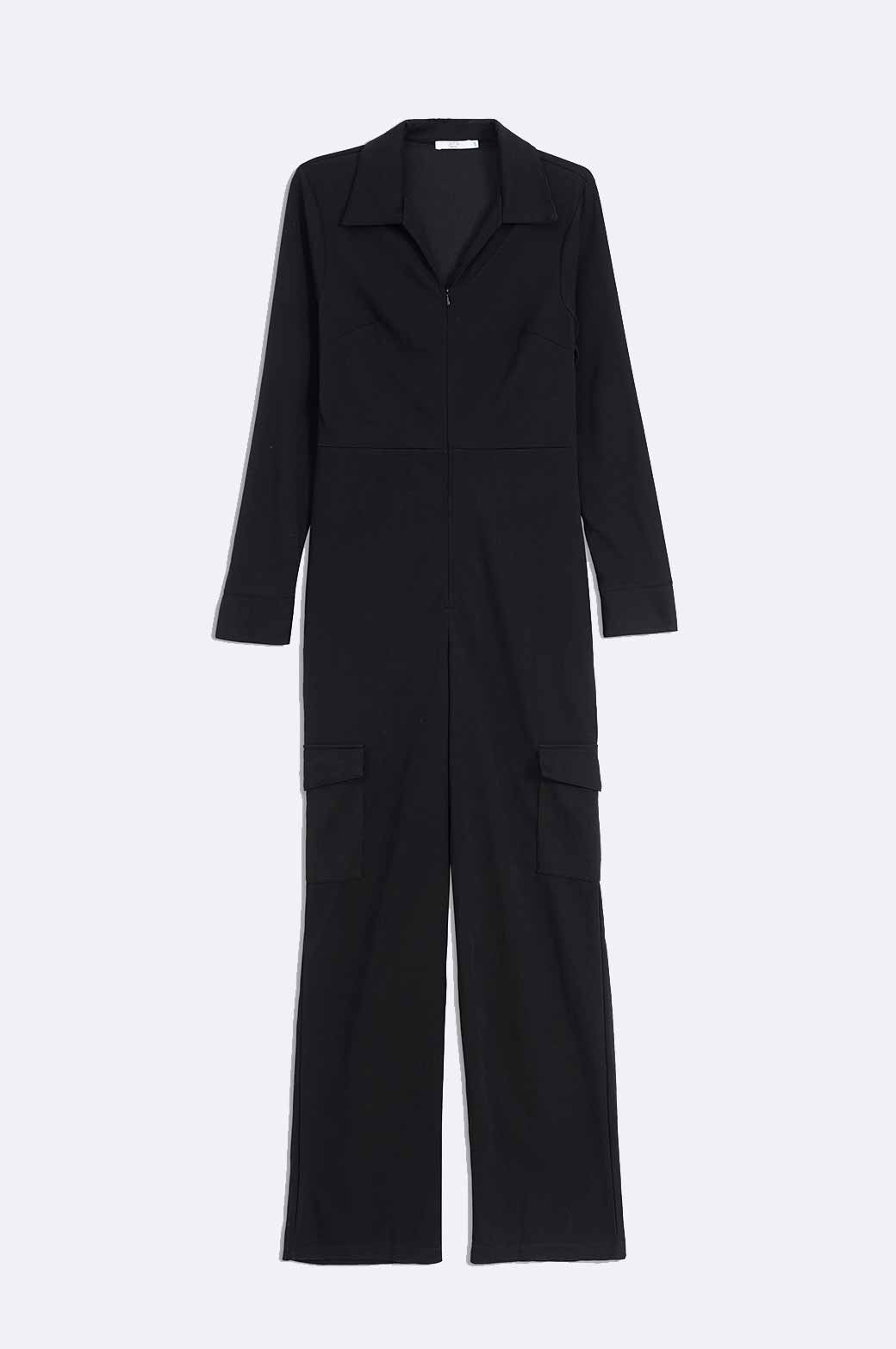 BLACK AVIATOR JUMPSUIT