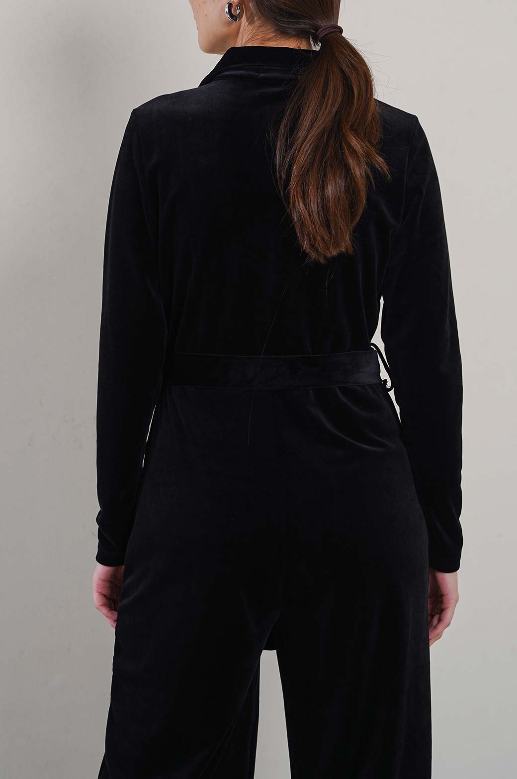 BLACK VELVET JUMPSUIT LONG