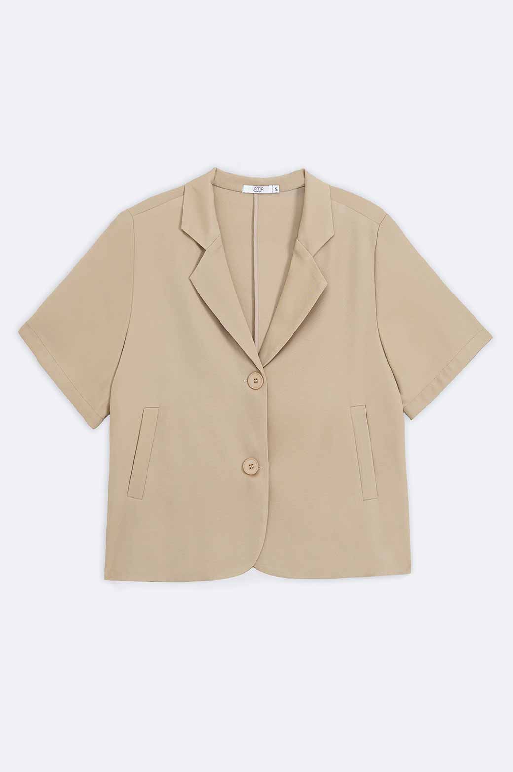BEIGE CROPPED BLAZER SHIRT