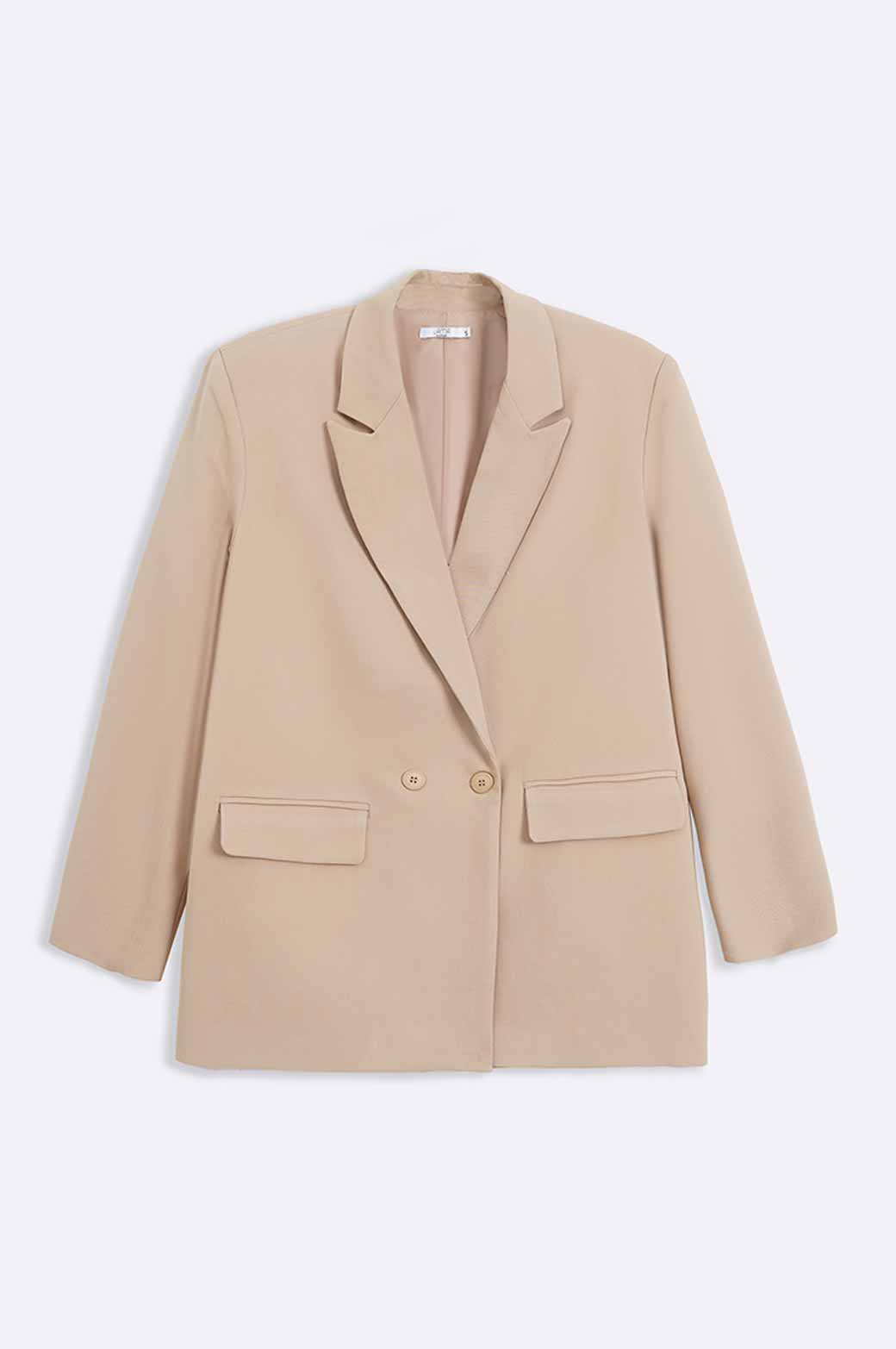 BEIGE TAILORED OVERSIZED BLAZER