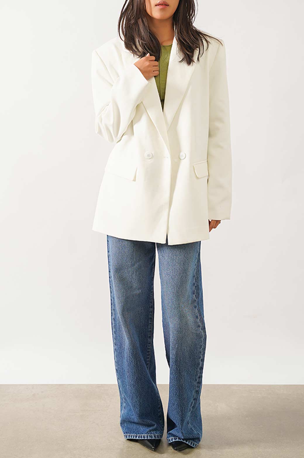 WHITE TAILORED OVERSIZED BLAZER