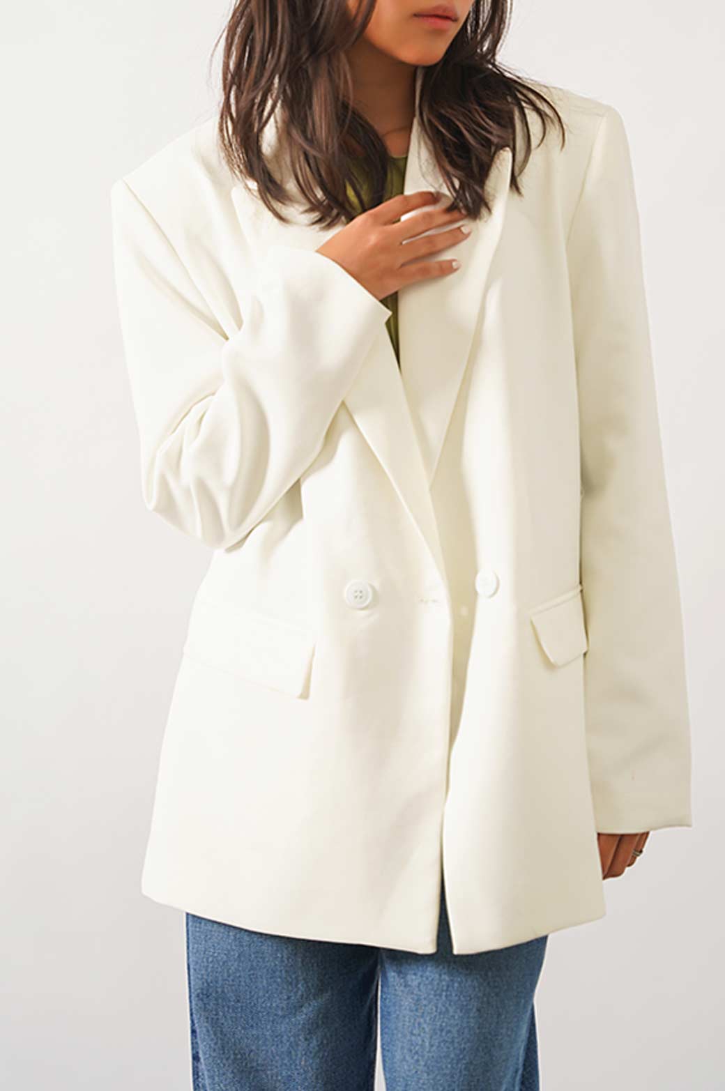WHITE TAILORED OVERSIZED BLAZER
