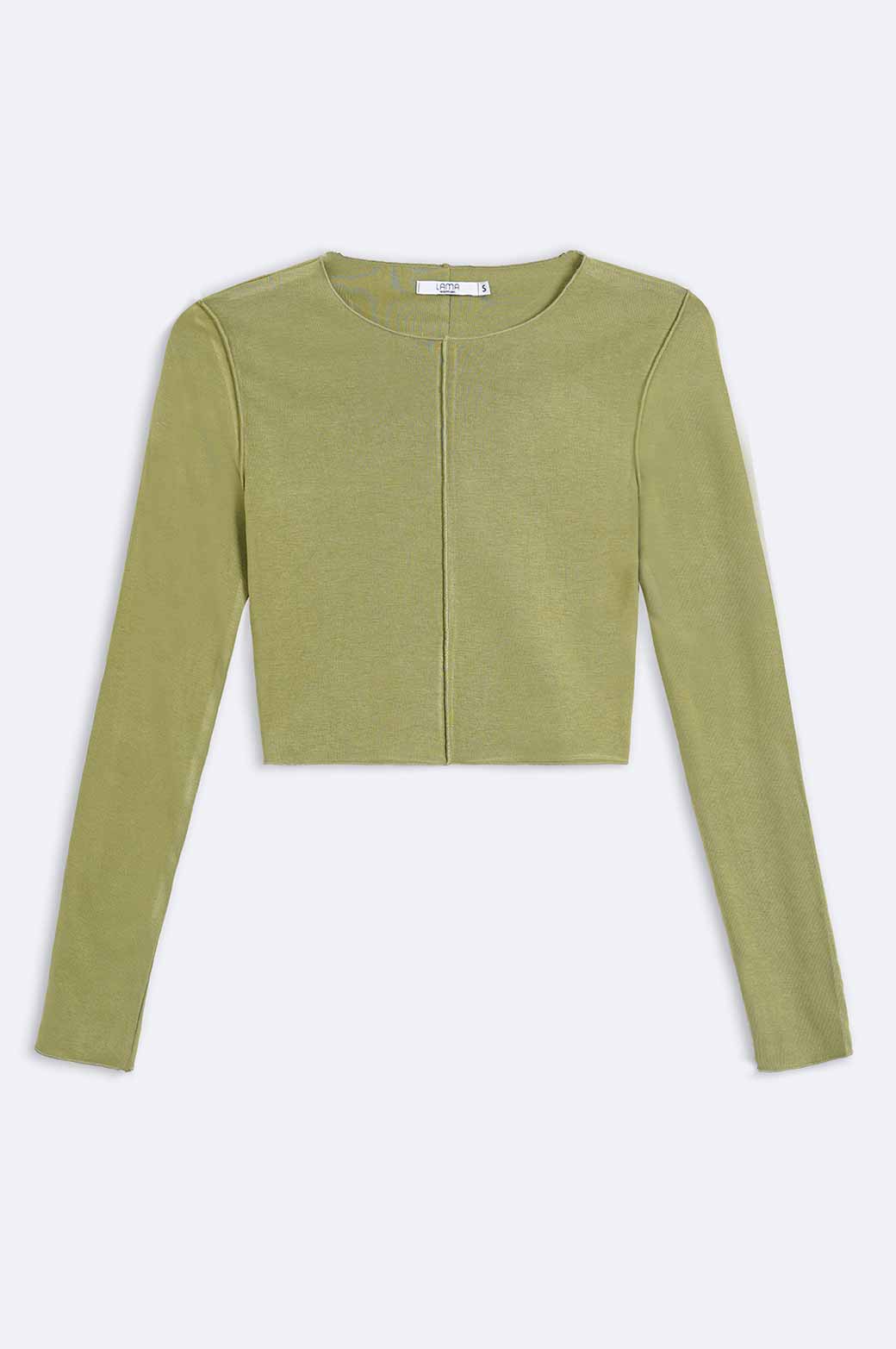 GREEN CROPPED T-SHIRT -WITH PLEAT