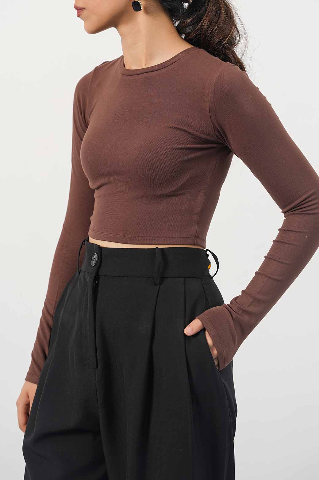 BROWN EVERYDAY CROPPED T-SHIRT