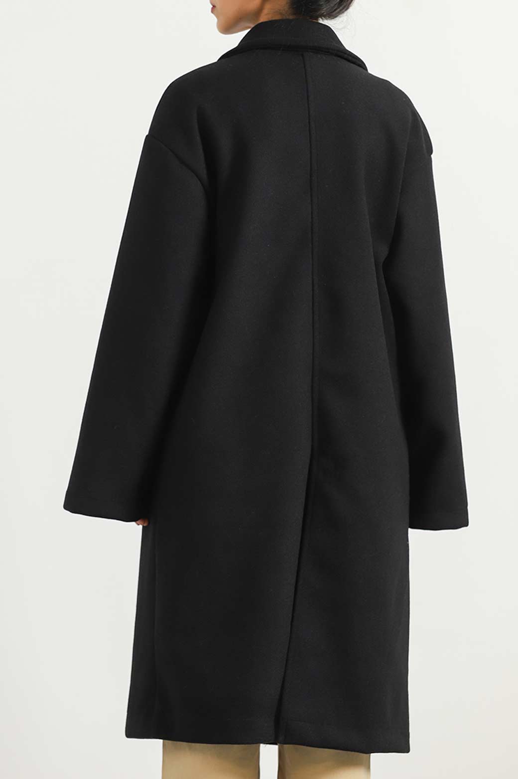 BLACK SINGLE BREASTED LONG COAT