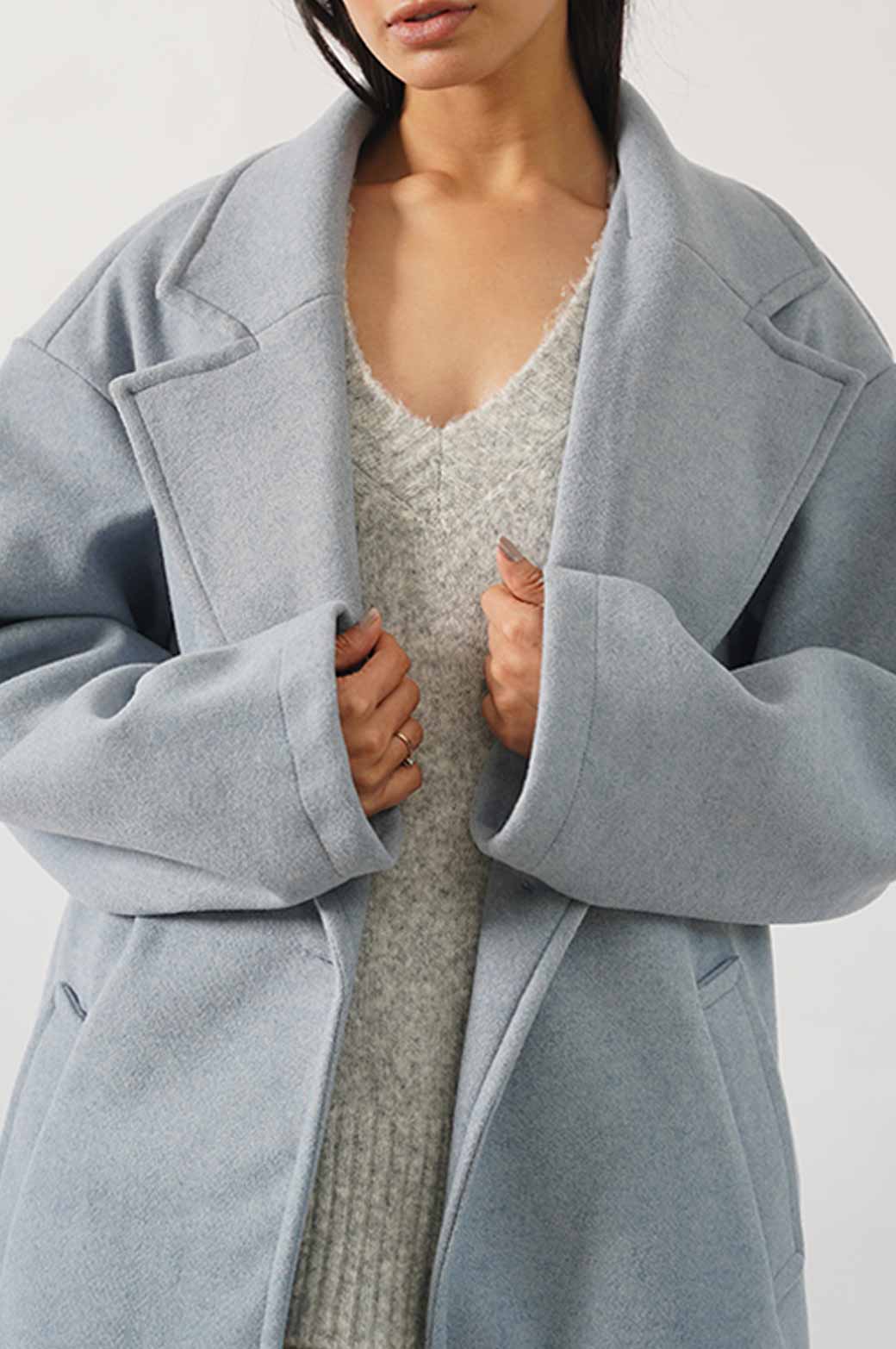 BLUE SINGLE BREASTED LONG COAT