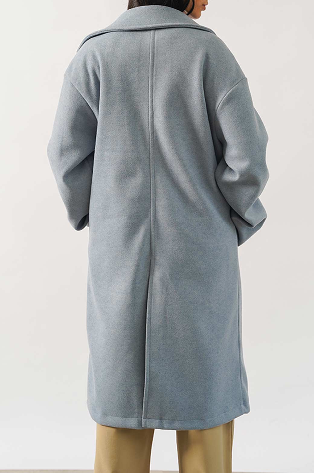 BLUE SINGLE BREASTED LONG COAT