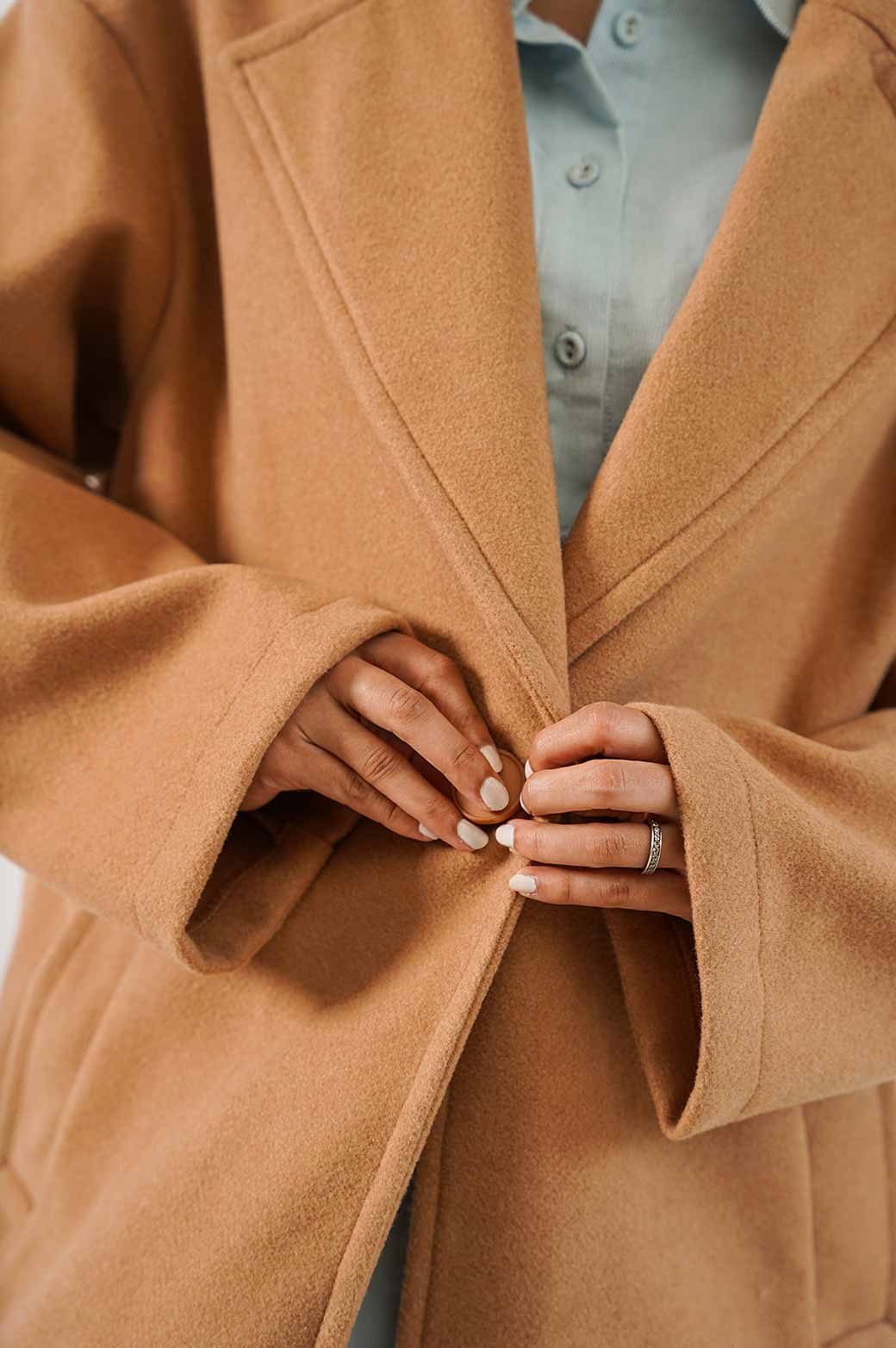 CAMEL SINGLE BREASTED LONG COAT