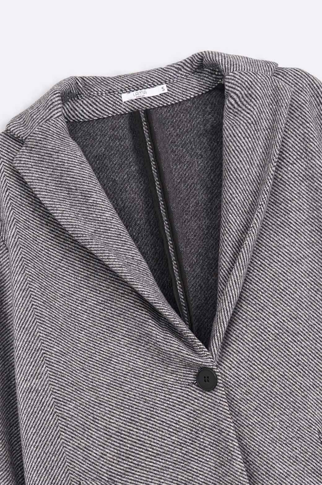 GREY TEXTURED LONG COAT STRETCH