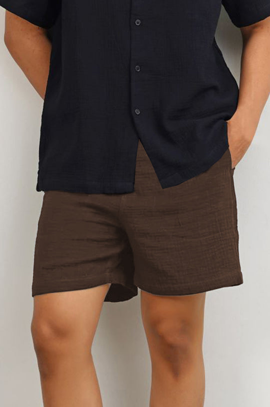 BROWN MUSLIN SHORTS