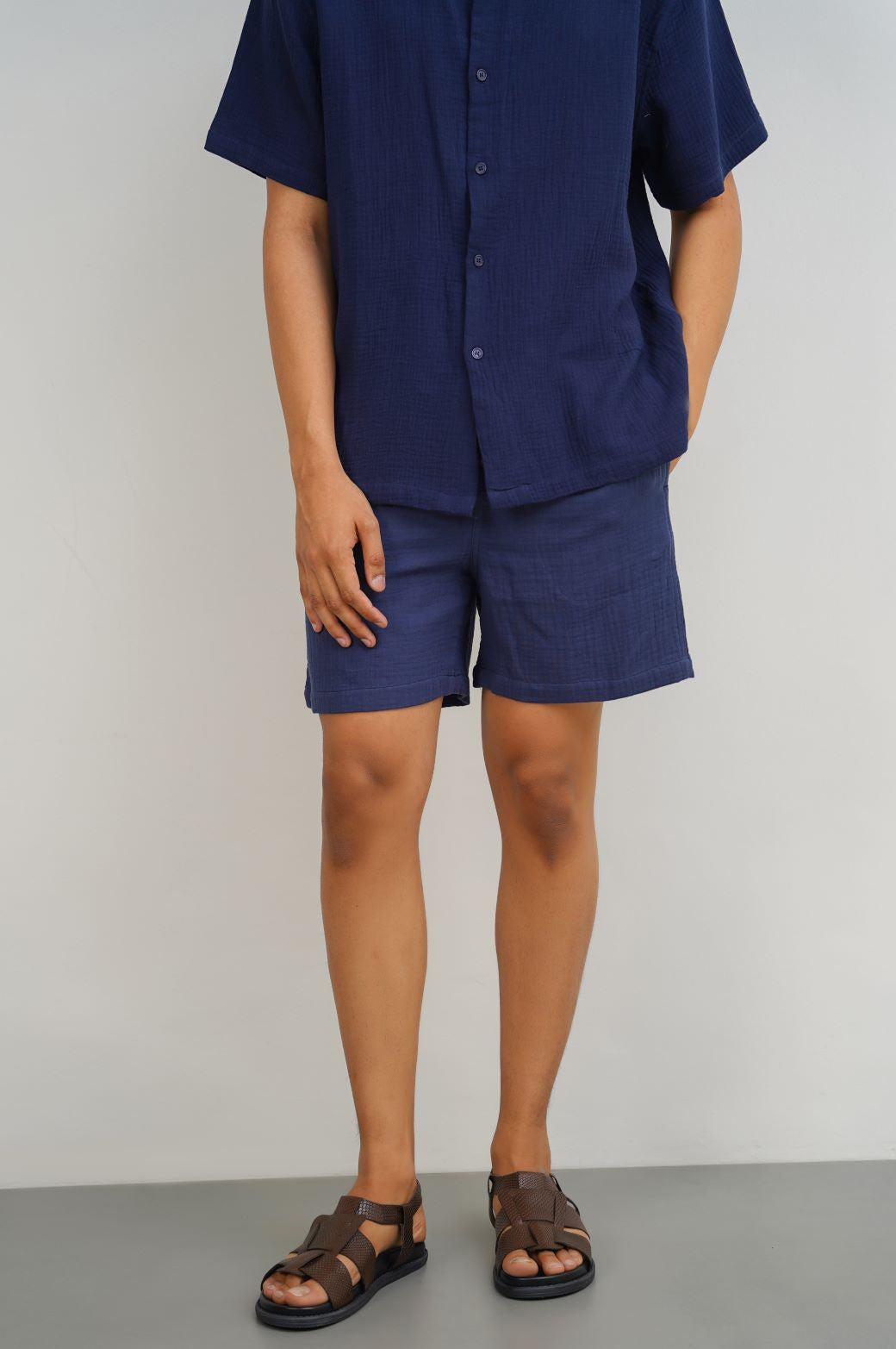 NAVY MUSLIN SHORTS