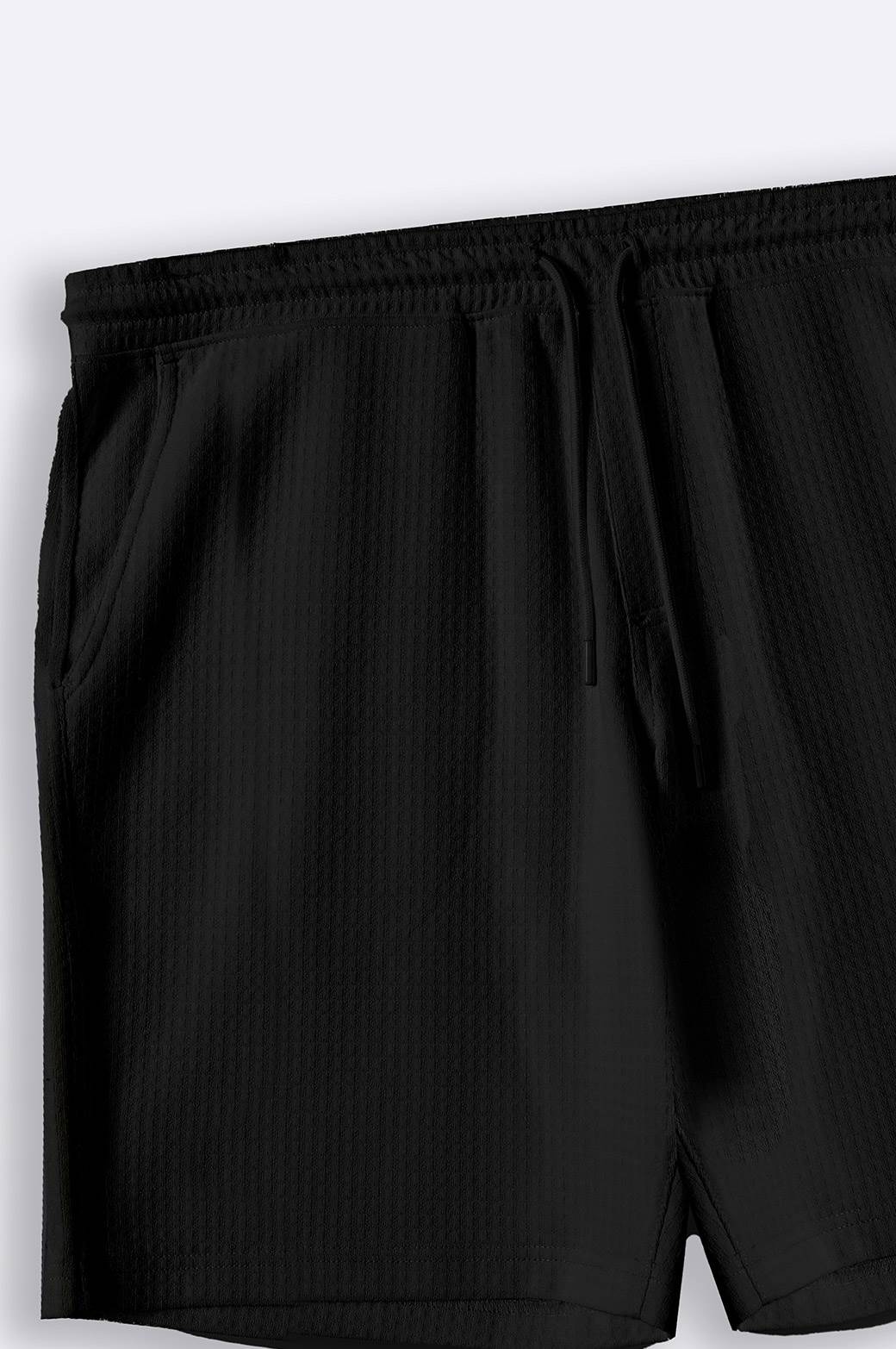 BLACK JACQUARD SHORTS