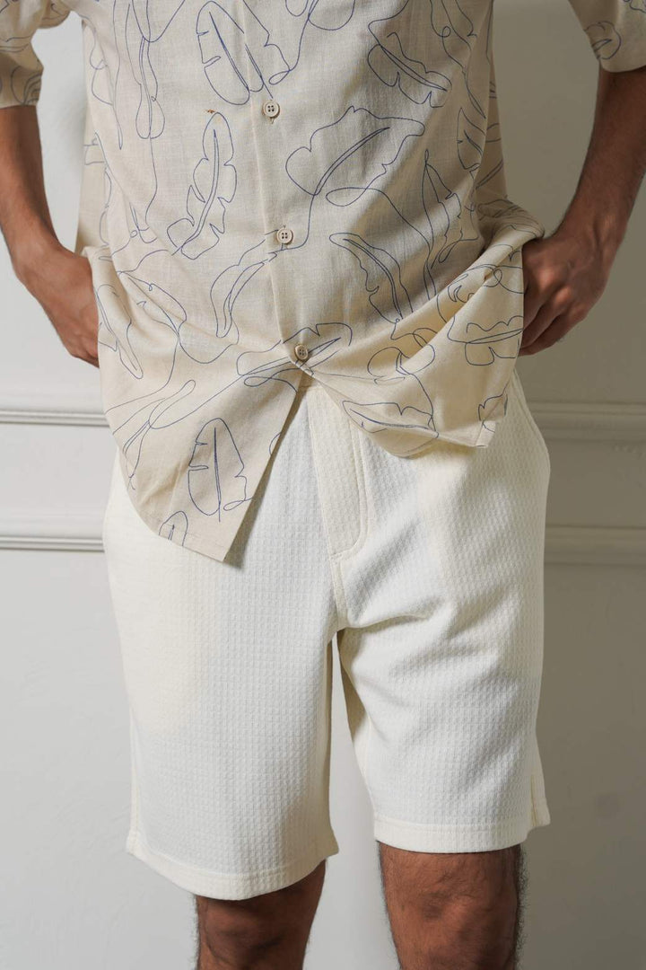 WHITE JACQUARD SHORTS