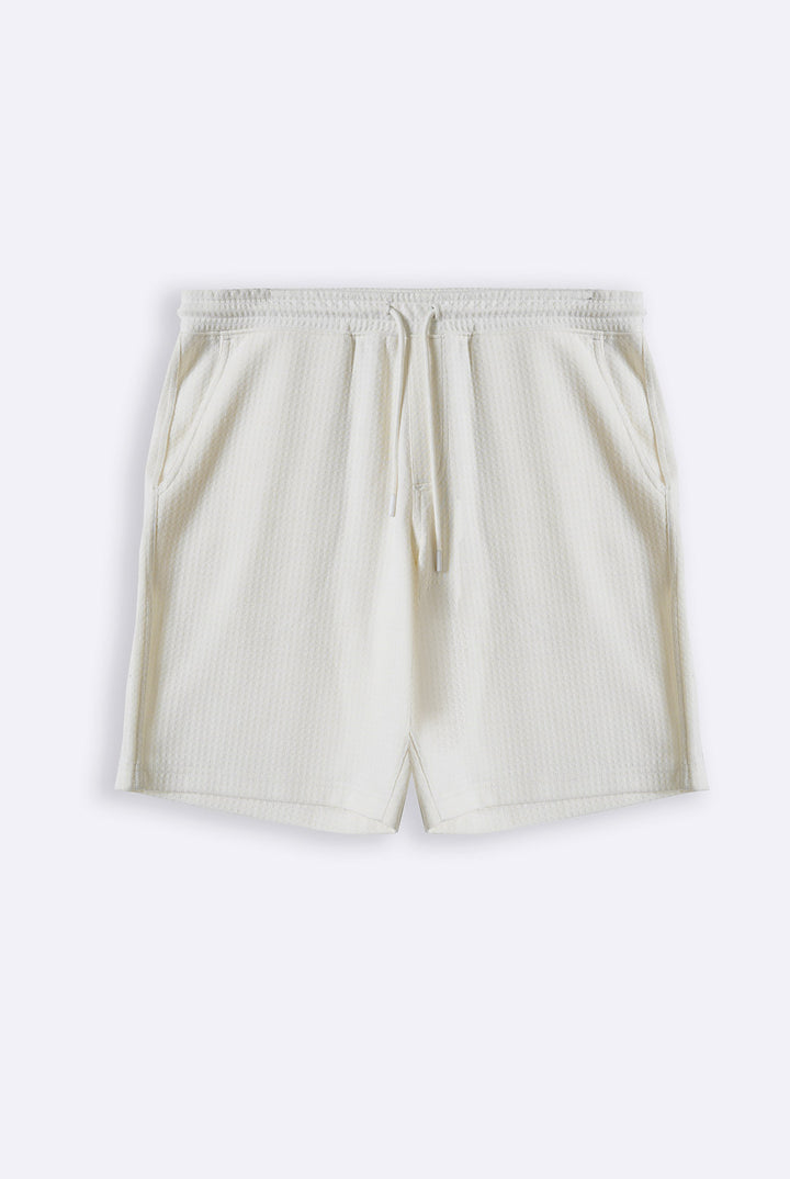 WHITE JACQUARD SHORTS