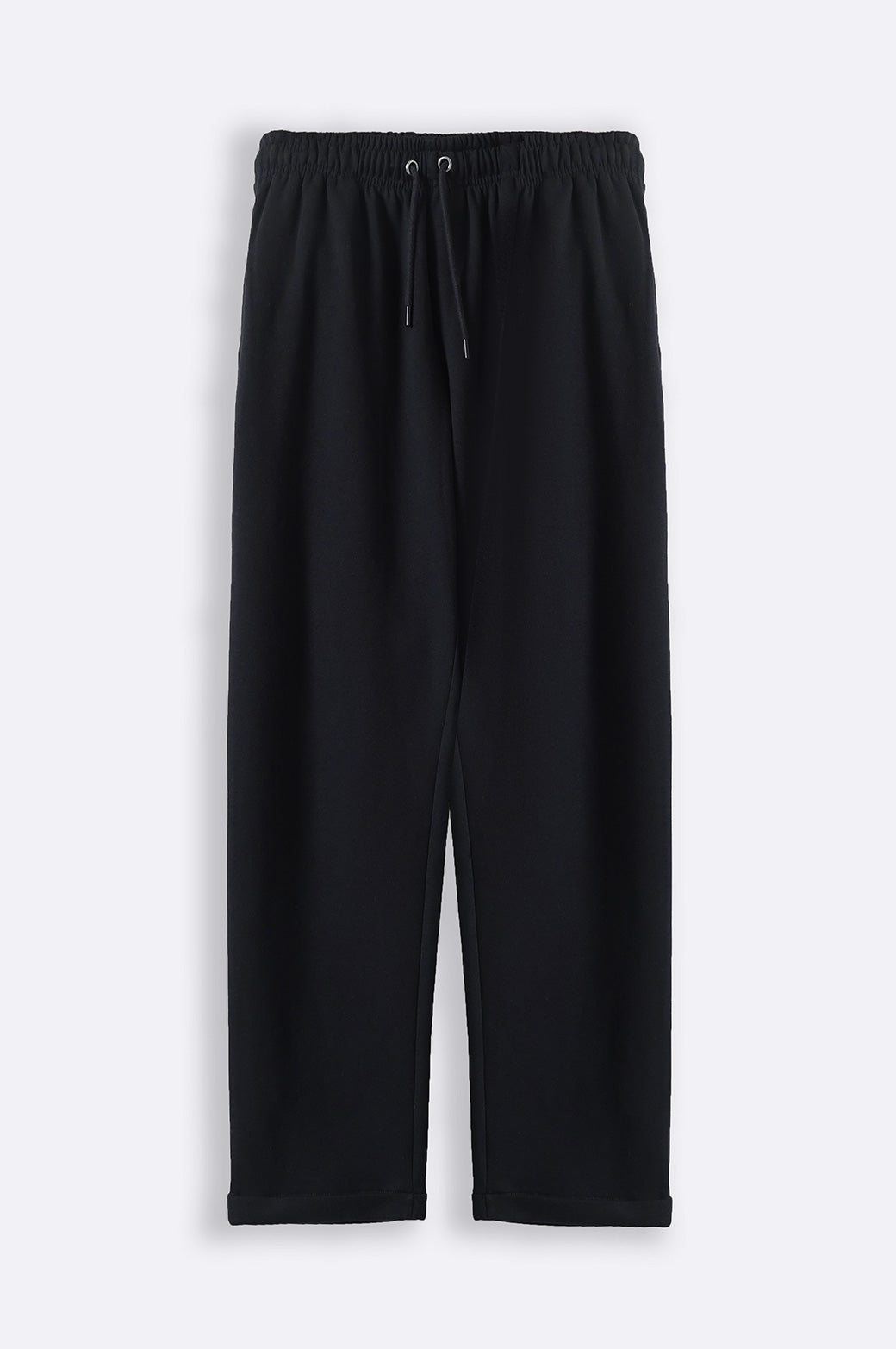 BLACK TURN UP JACQUARD PANTS