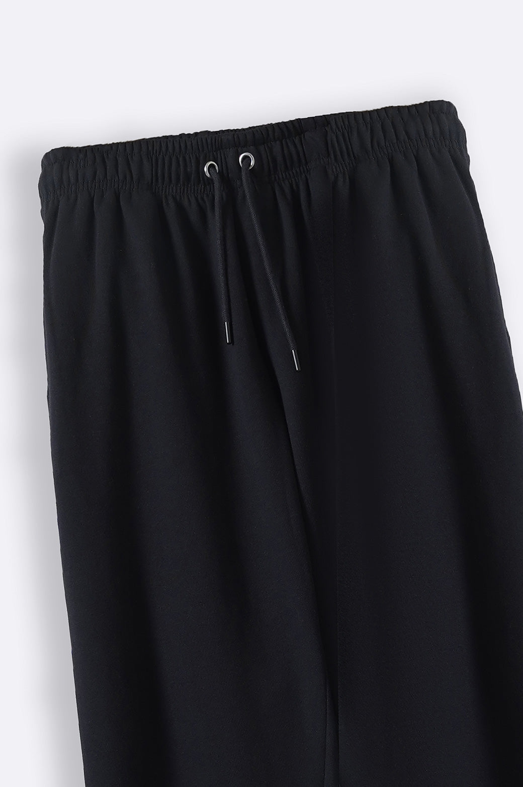 BLACK TURN UP JACQUARD PANTS