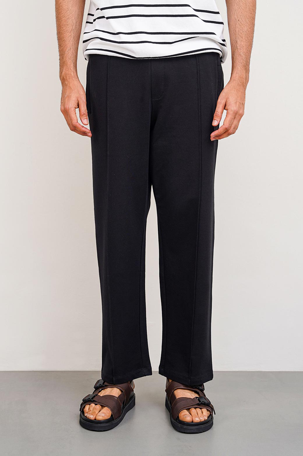 BLACK JOGGER WAIST TROUSERS