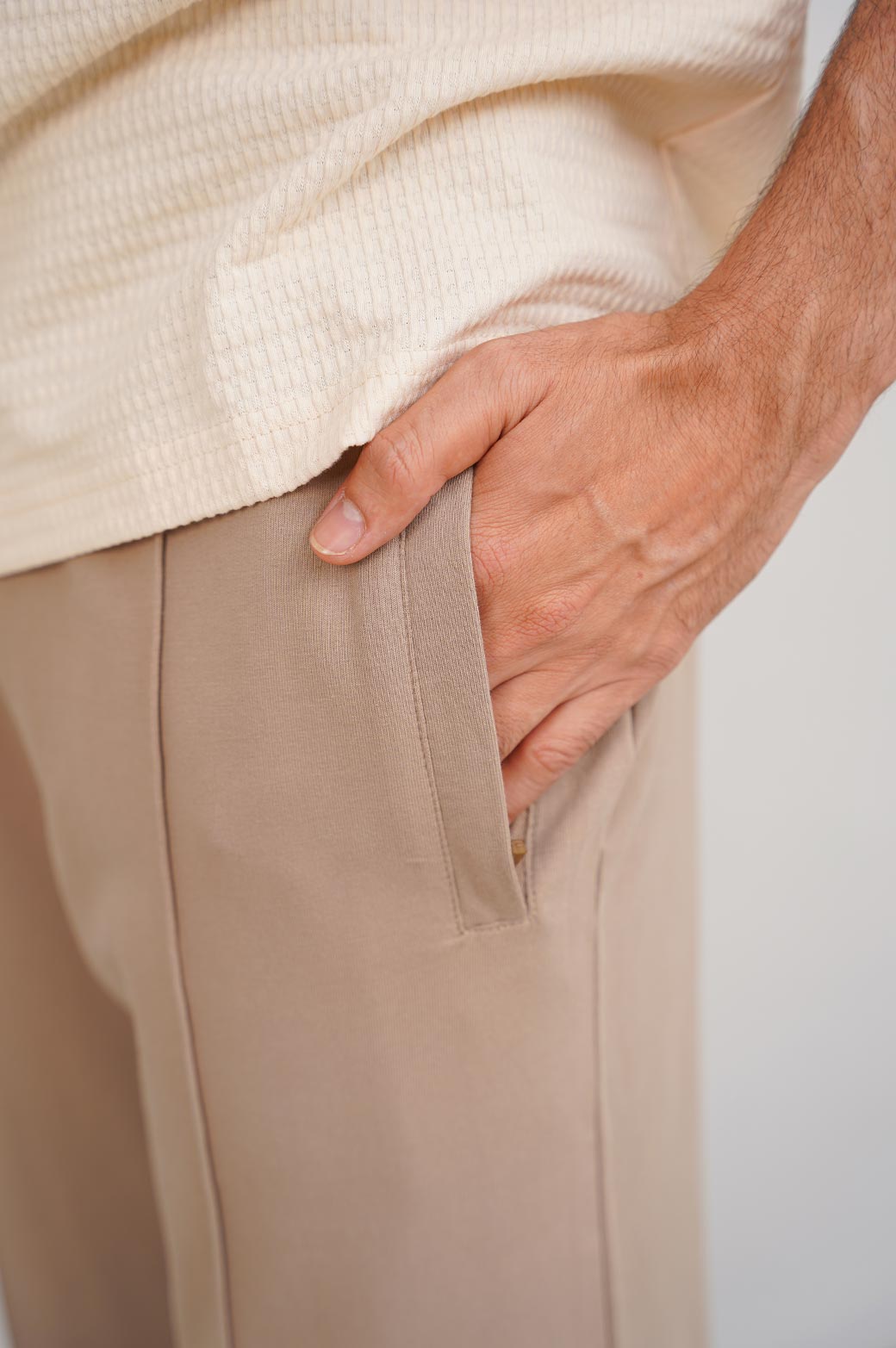 KHAKI JOGGER WAIST TROUSERS