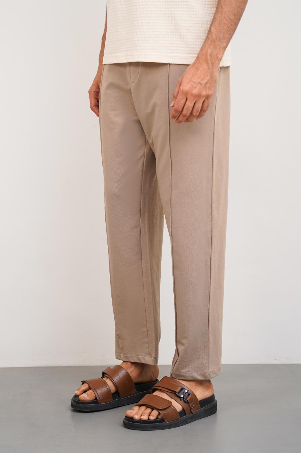 KHAKI JOGGER WAIST TROUSERS