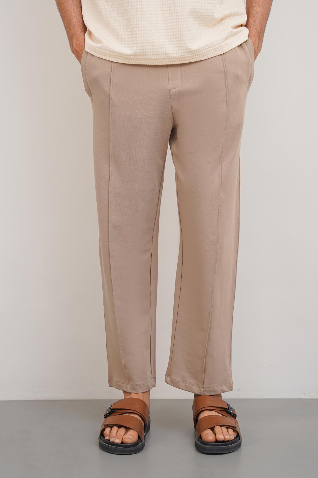 KHAKI JOGGER WAIST TROUSERS