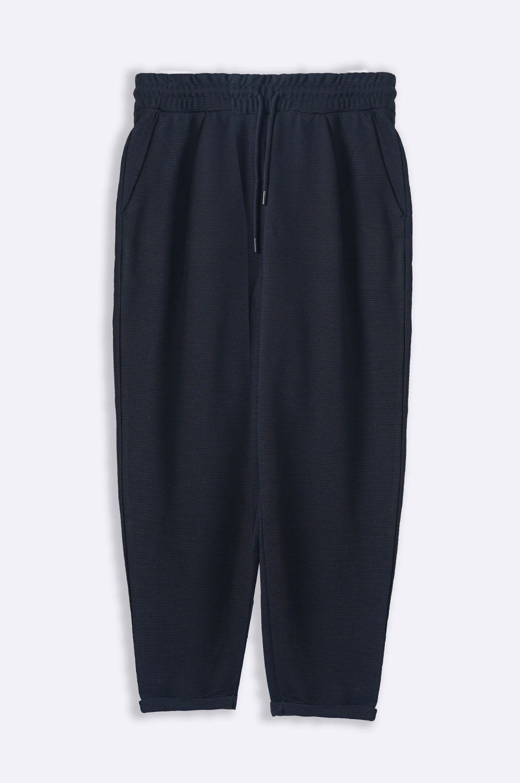 BLACK JACQUARD TURN-UP TROUSER