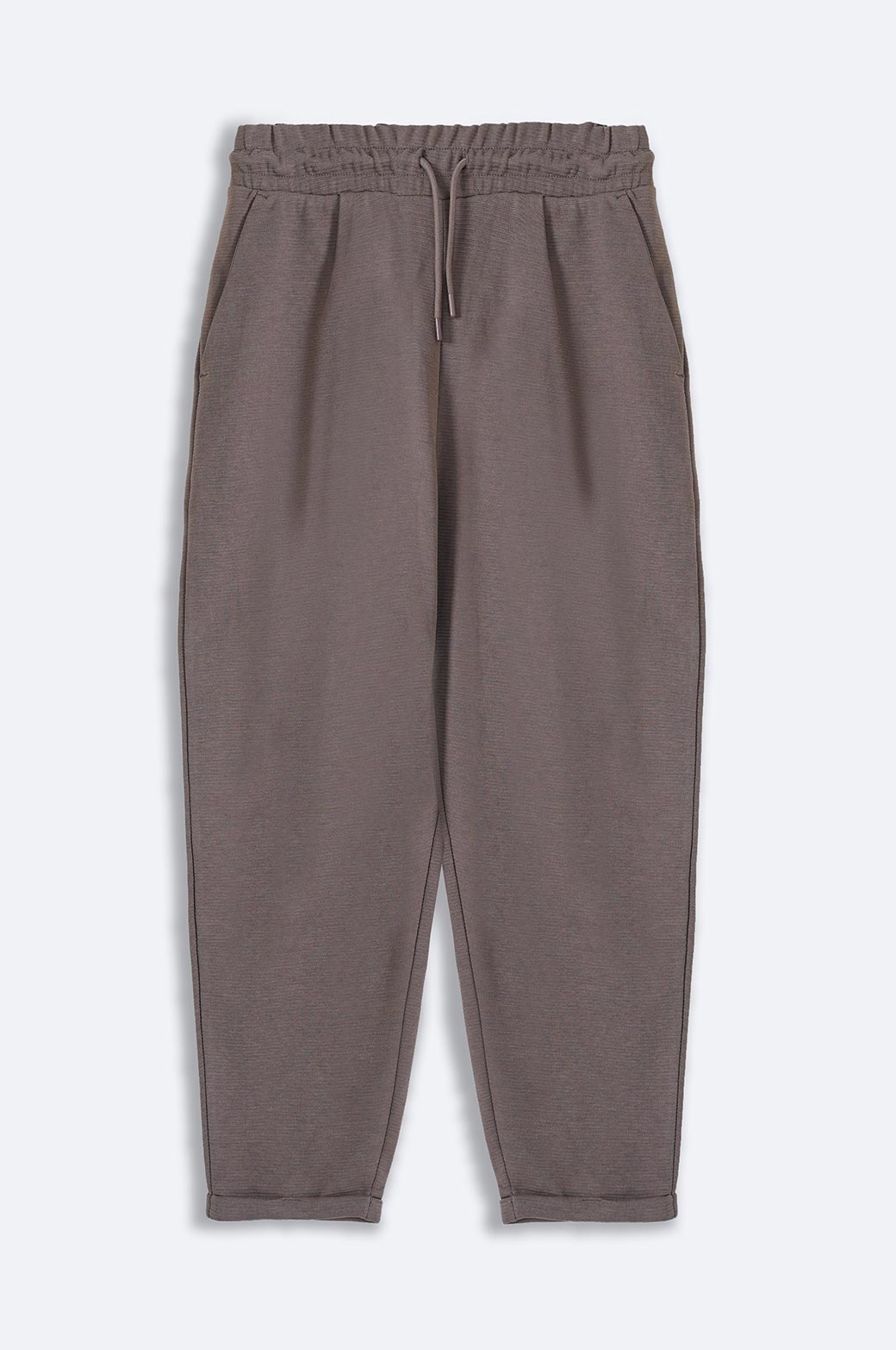 SLATE BROWN ACQUARD TURN-UP TROUSER