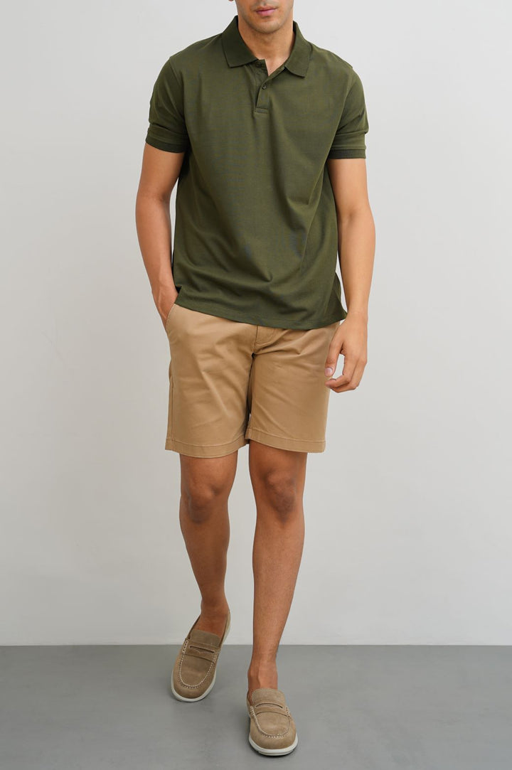 BEIGE BASIC CHINO SHORTS