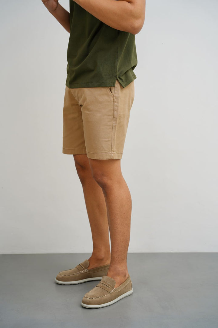 BEIGE BASIC CHINO SHORTS