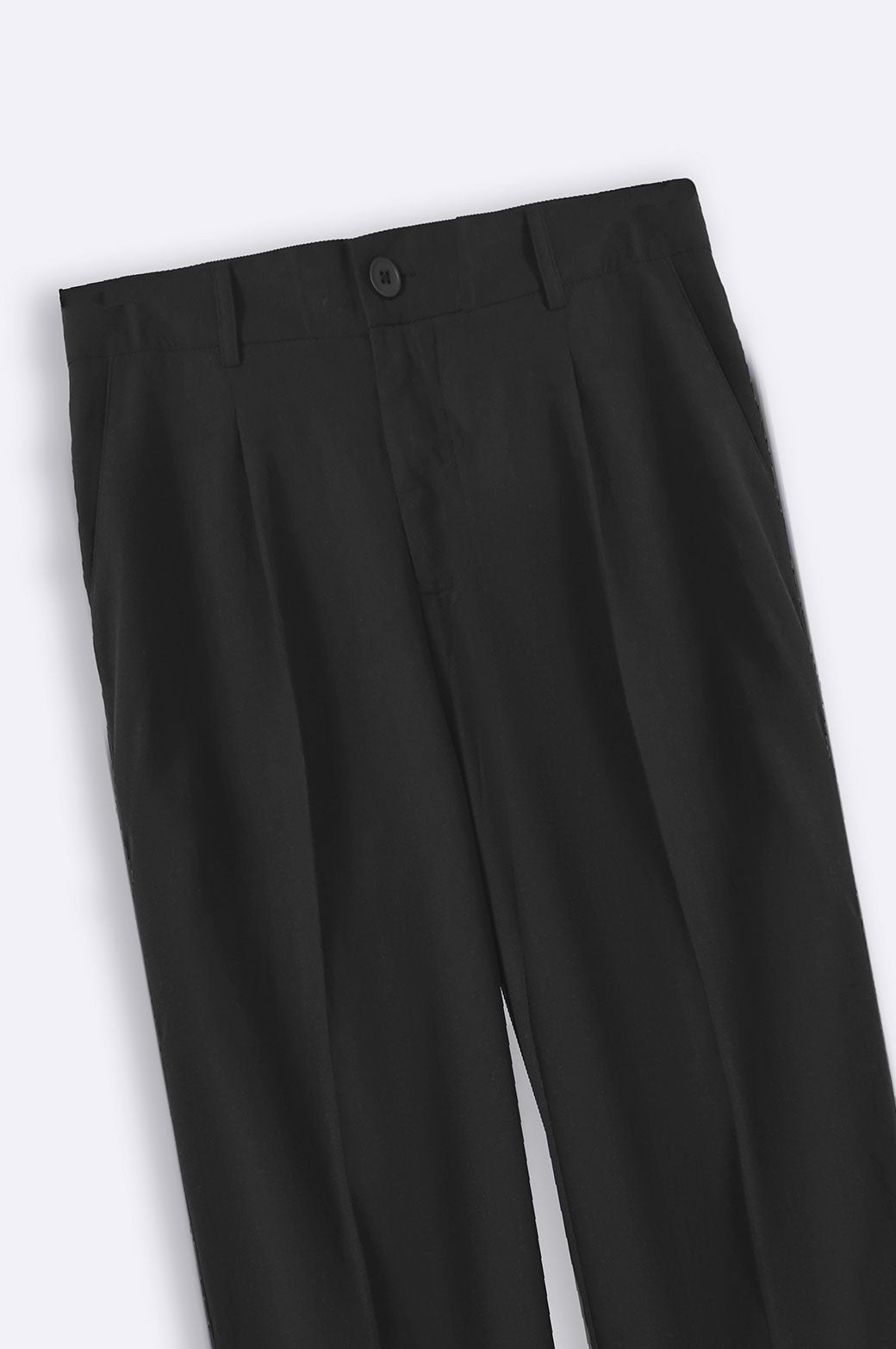 BLACK BASIC LINEN PANTS