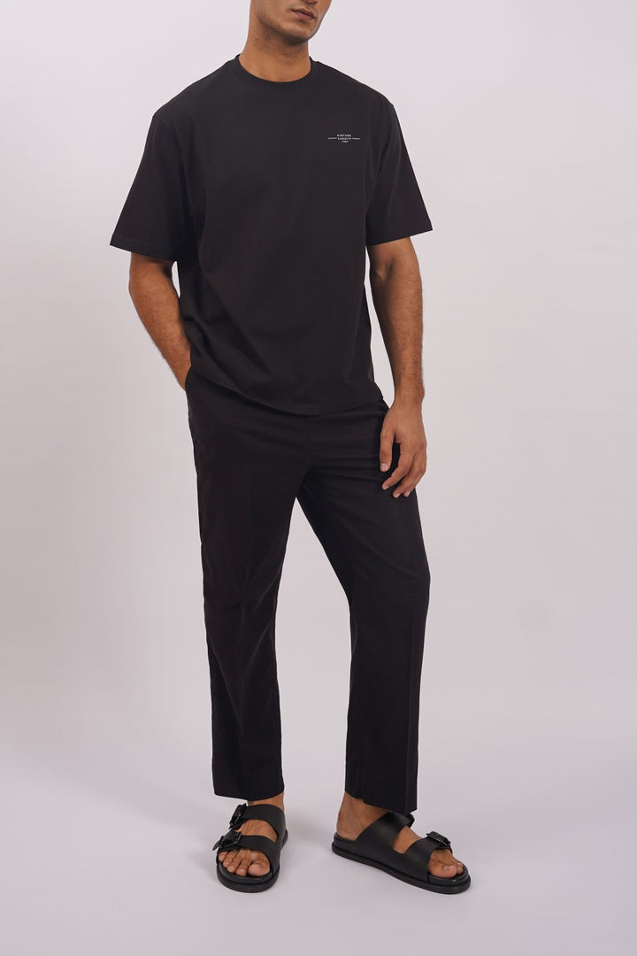 BLACK BASIC LINEN PANTS