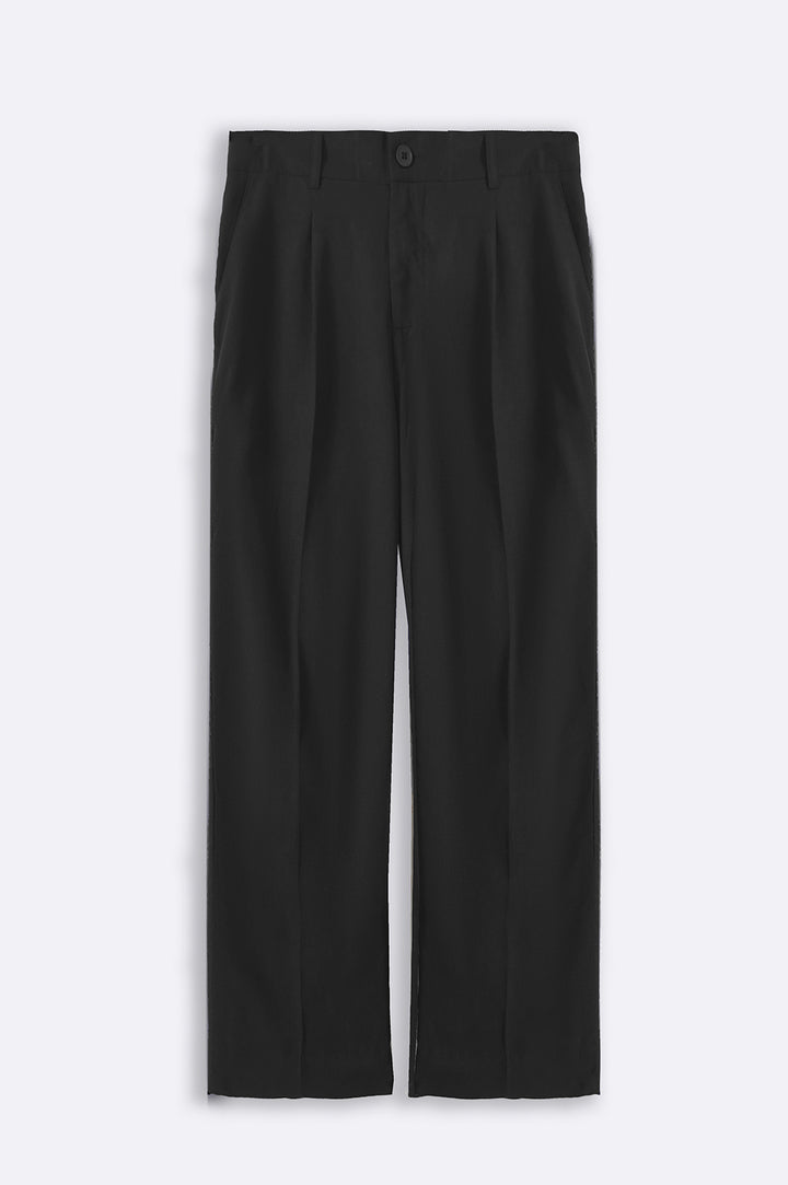 BLACK BASIC LINEN PANTS