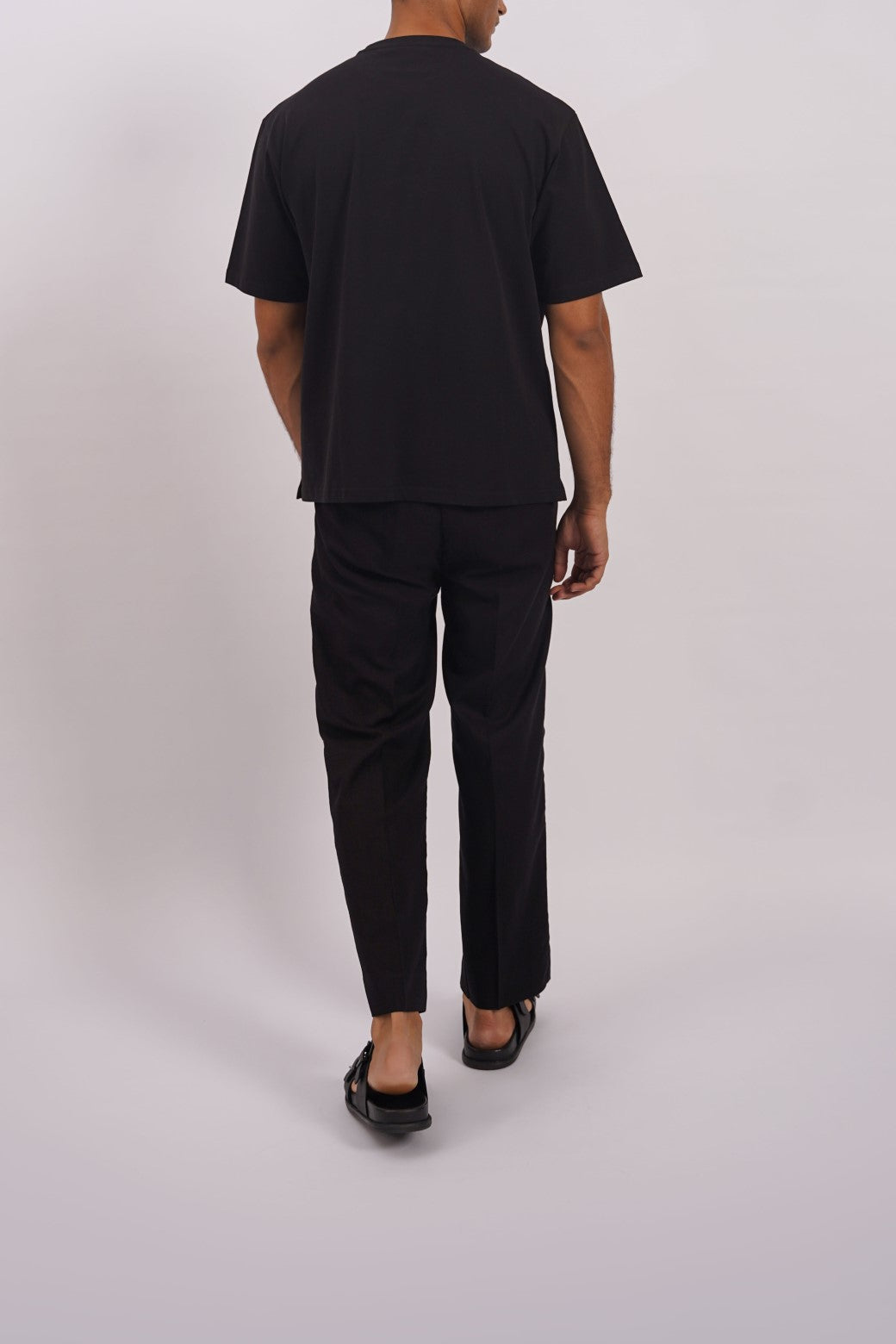 BLACK BASIC LINEN PANTS