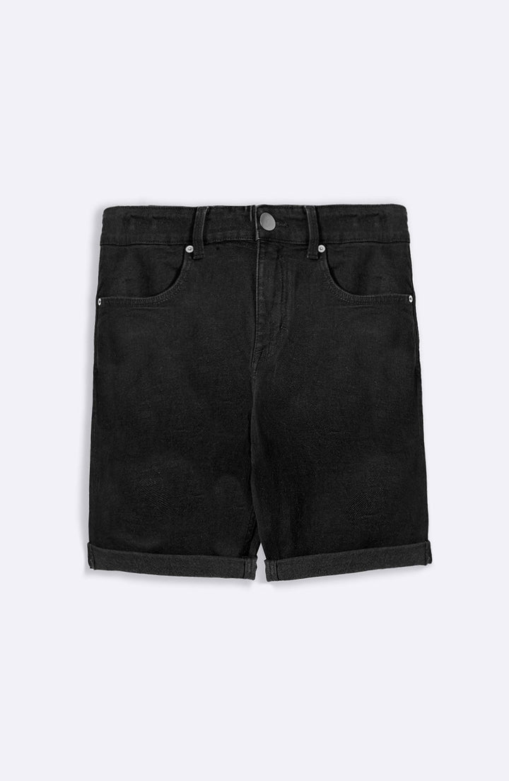 BLACK BASIC DENIM SHORTS