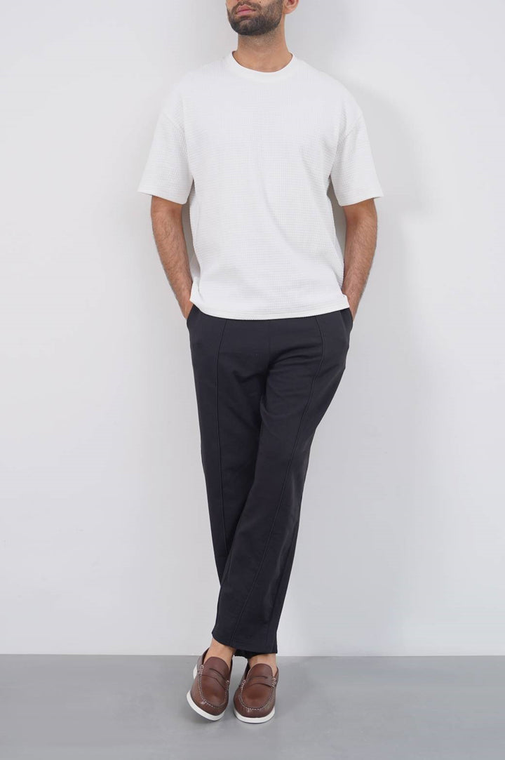 BLACK LINEN TAPERED PANTS