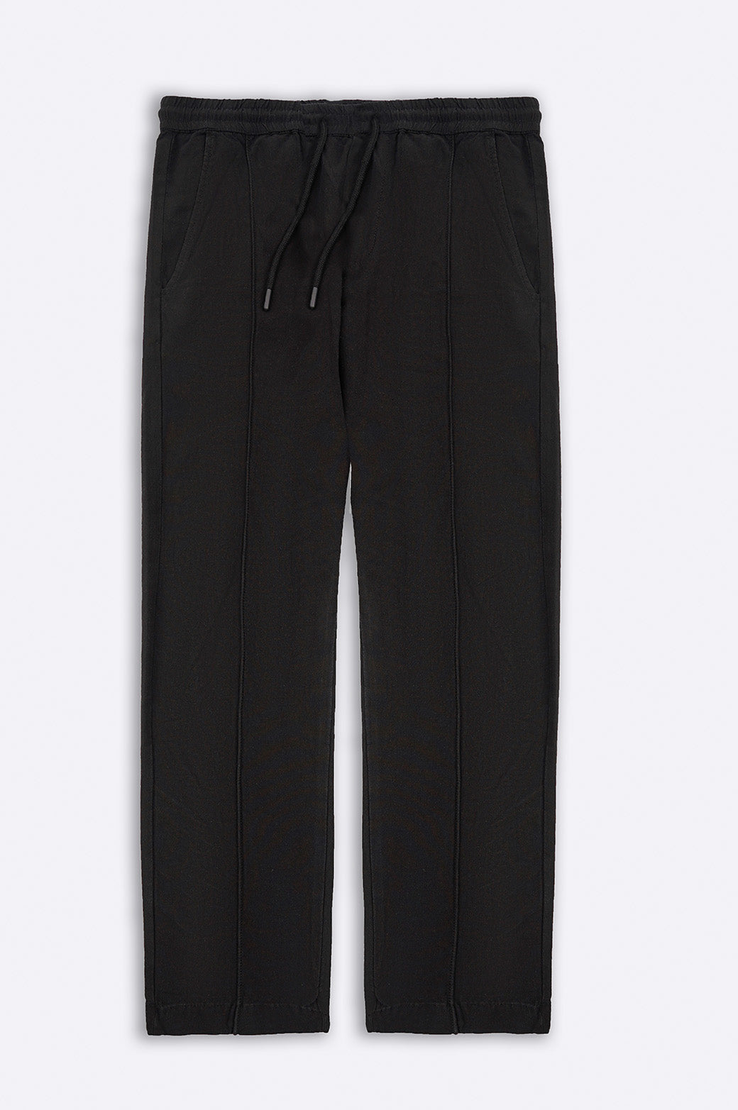 BLACK LINEN TAPERED PANTS