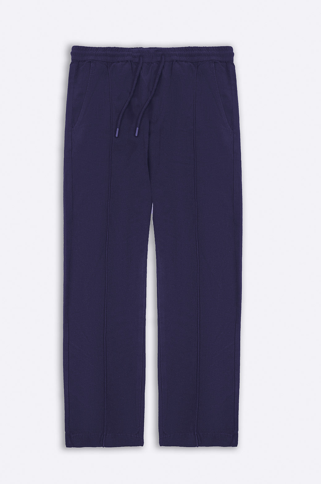 NAVY LINEN TAPERED PANTS