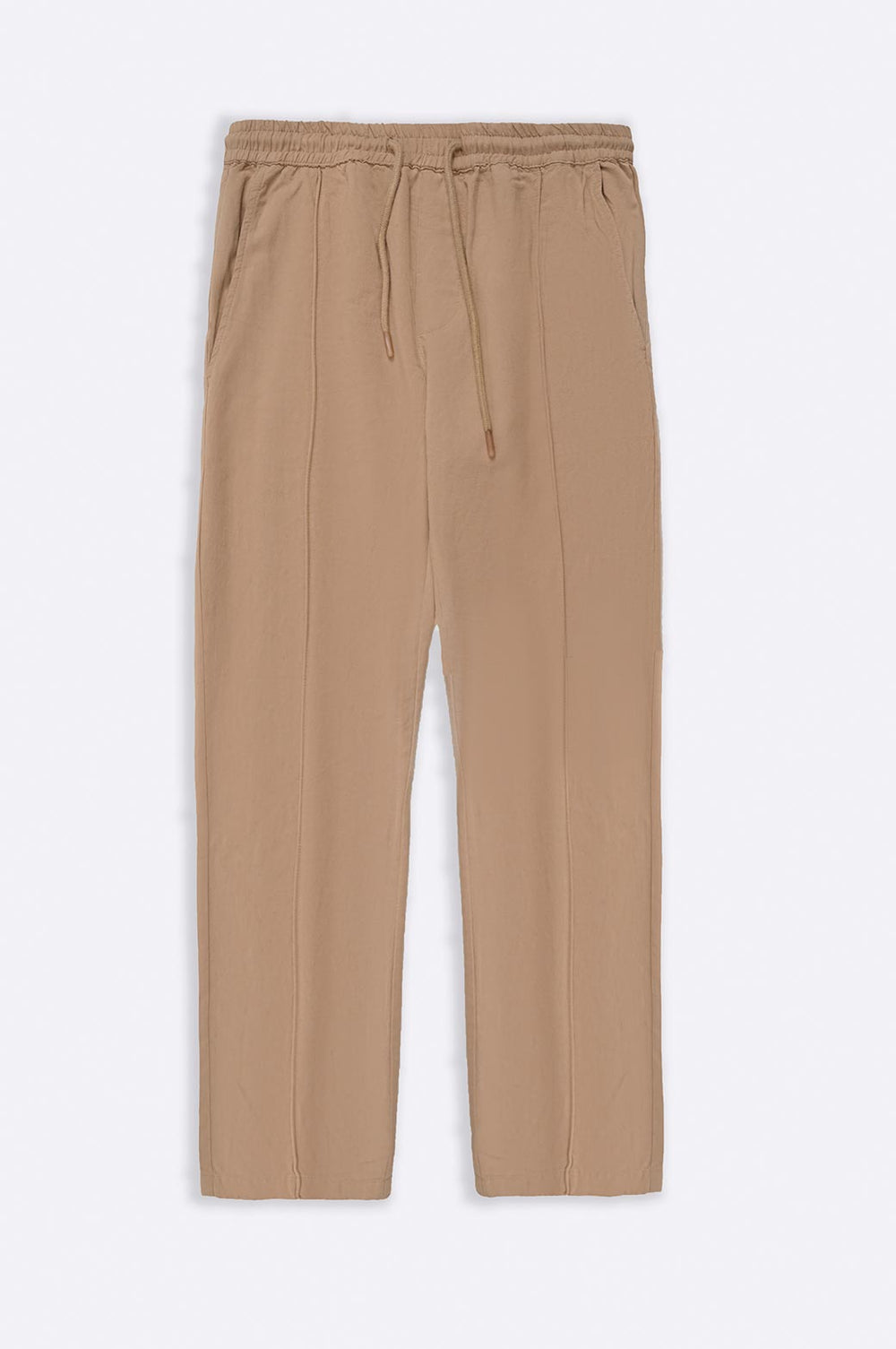 TAUPE LINEN TAPERED PANTS