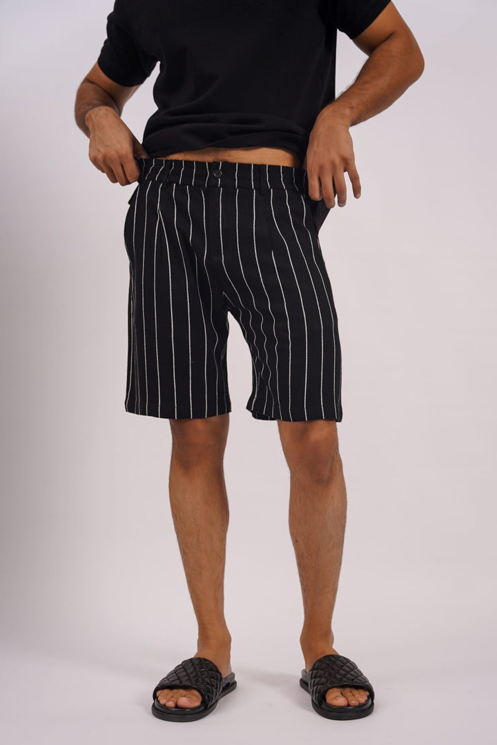 BLACK STRIPPED SHORTS