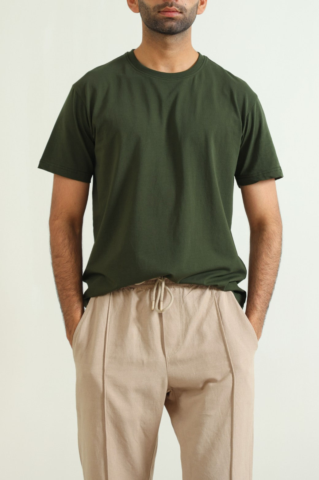 DARK OLIVE ROUND NECK T-SHIRT