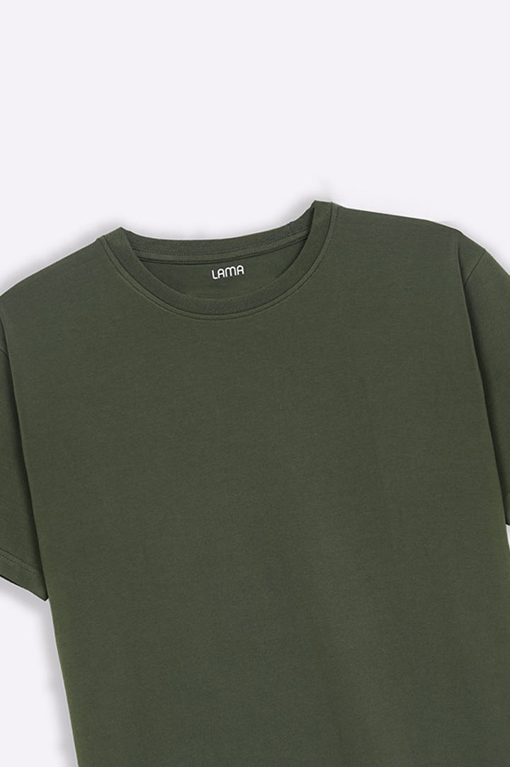 DARK OLIVE ROUND NECK T-SHIRT