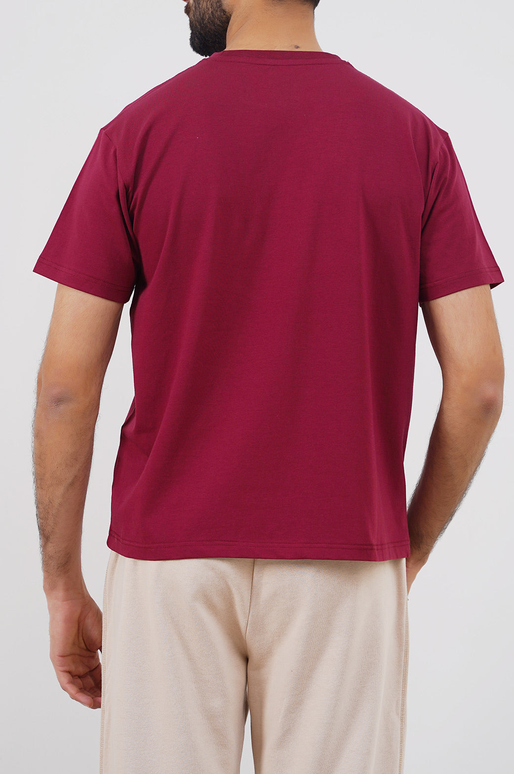 DARK RED ROUND NECK T-SHIRT