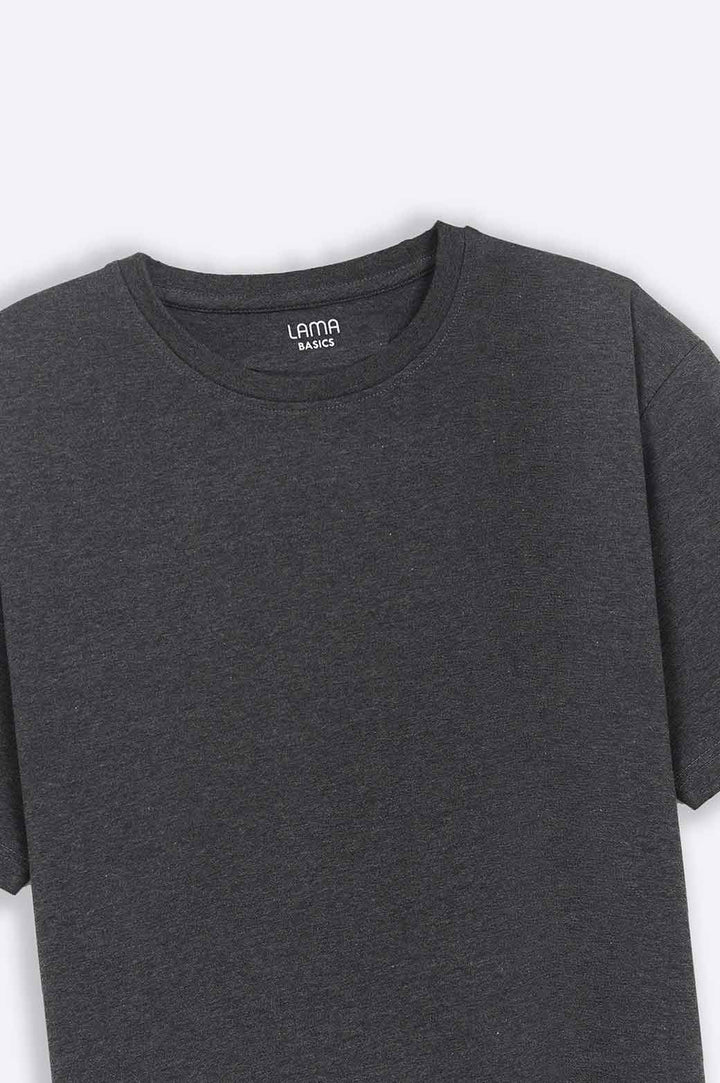 HEATHER CHARCOAL ROUND NECK T-SHIRT