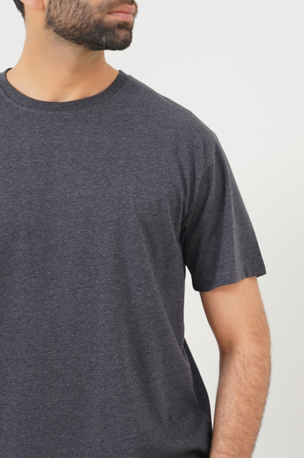 HEATHER CHARCOAL ROUND NECK T-SHIRT