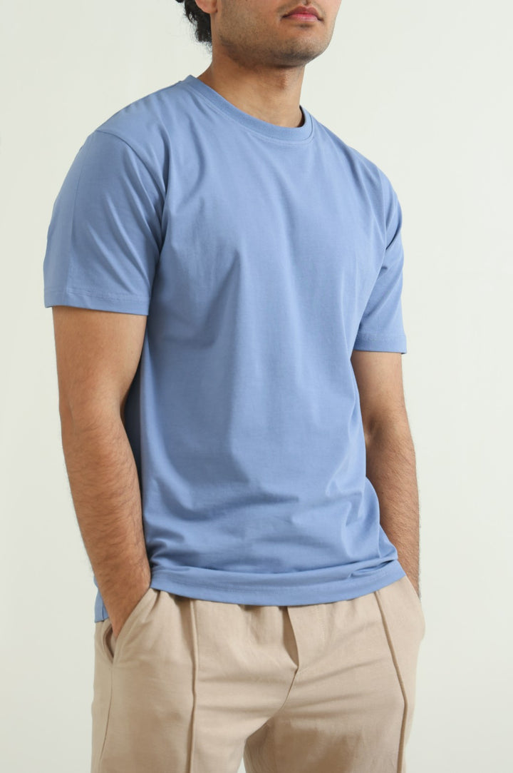 LIGHT BLUE ROUND NECK T-SHIRT