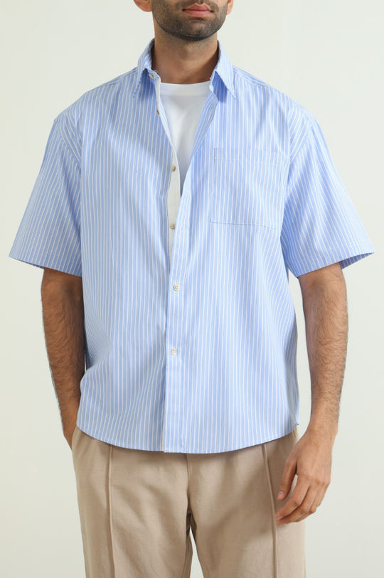 BLUE COTTON STRIPED SHIRT