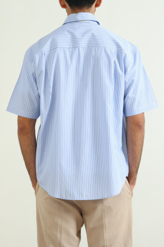 BLUE COTTON STRIPED SHIRT