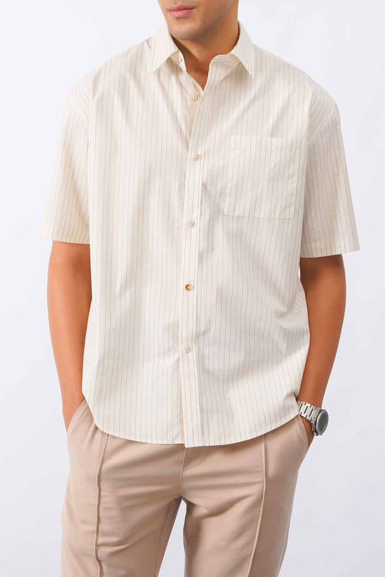 WHITE COTTON STRIPED SHIRT