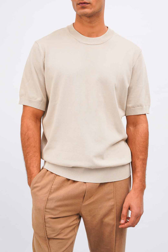 BEIGE KNIT T-SHIRT